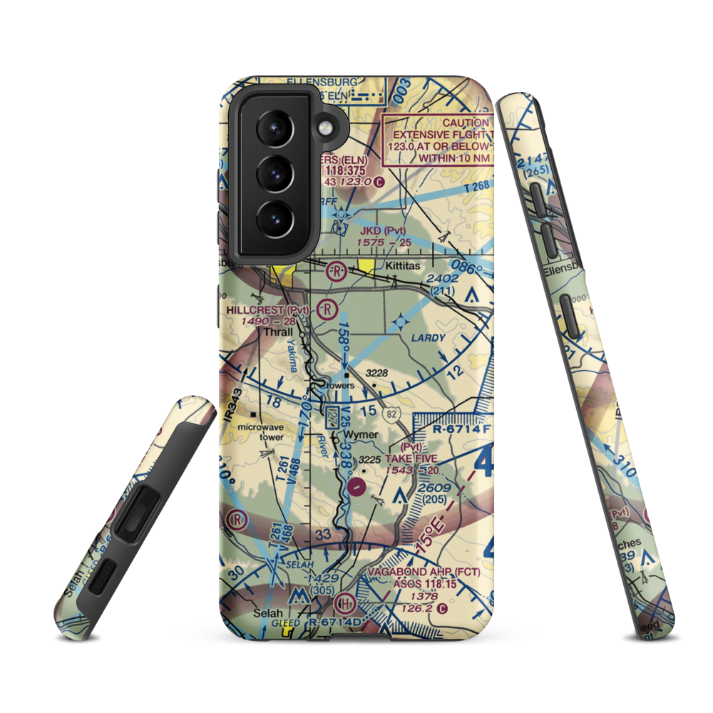 Chinook Farms Airport (WA37) VFR Sectional Samsung Phone Case Samsung Galaxy S21 FE model shown