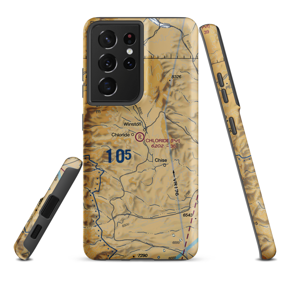 Chloride Airport (NM51) VFR Sectional Samsung Phone Case Samsung Galaxy S21 Plus model shown