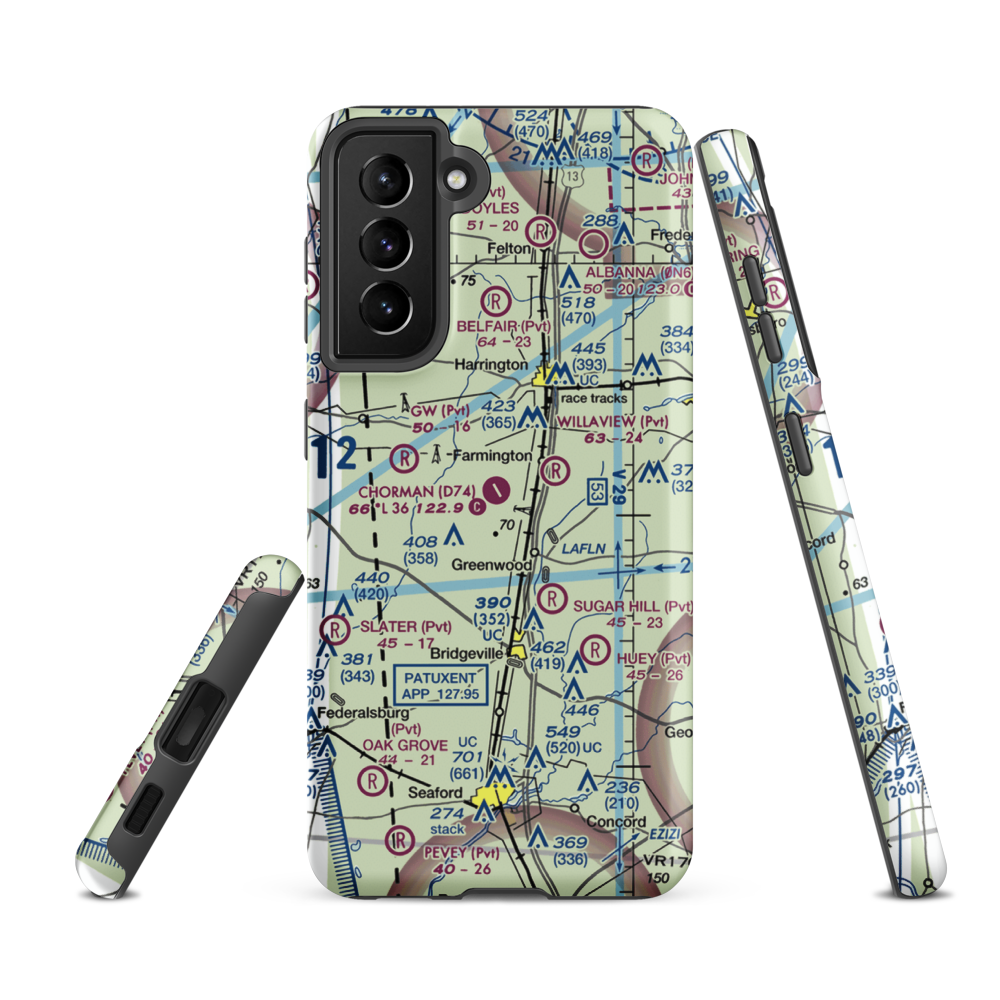 Chorman Airport (D74) VFR Sectional Samsung Phone Case Samsung Galaxy S21 FE model shown