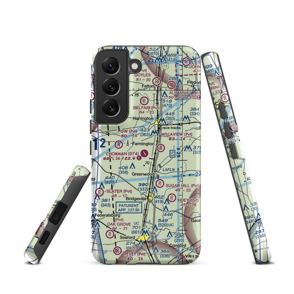 Chorman Airport (D74) VFR Sectional Samsung Phone Case Samsung Galaxy S22 model shown
