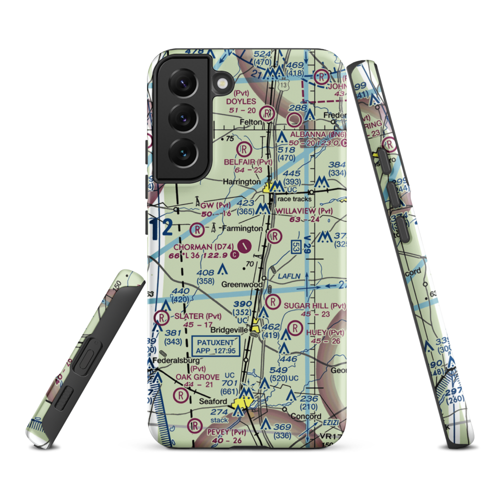 Chorman Airport (D74) VFR Sectional Samsung Phone Case Samsung Galaxy S22 Plus model shown