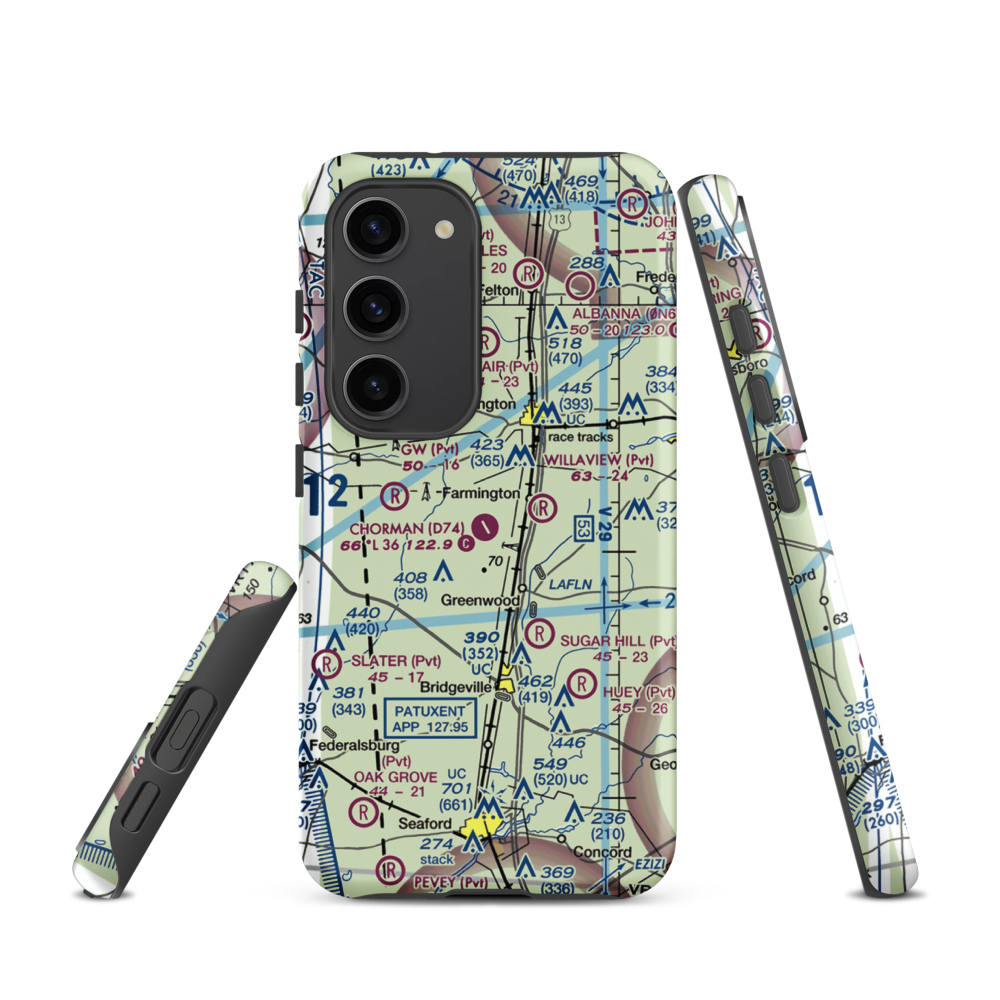 Chorman Airport (D74) VFR Sectional Samsung Phone Case Samsung Galaxy S23 model shown