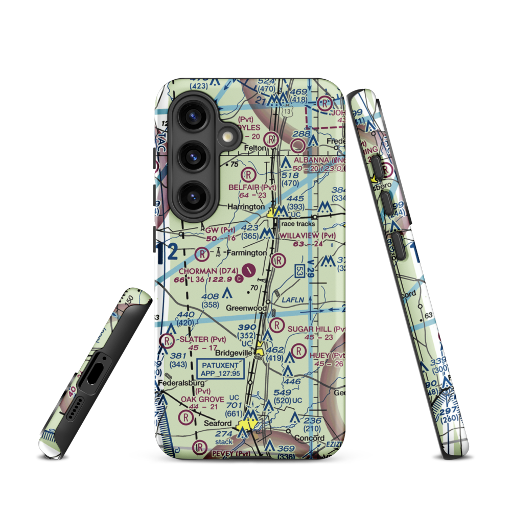 Chorman Airport (D74) VFR Sectional Samsung Phone Case Samsung Galaxy S24 model shown