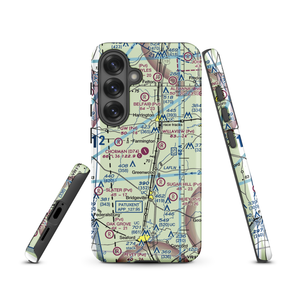 Chorman Airport (D74) VFR Sectional Samsung Phone Case Samsung Galaxy S25 model shown