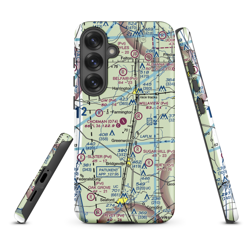 Chorman Airport (D74) VFR Sectional Samsung Phone Case Samsung Galaxy S25 Plus model shown