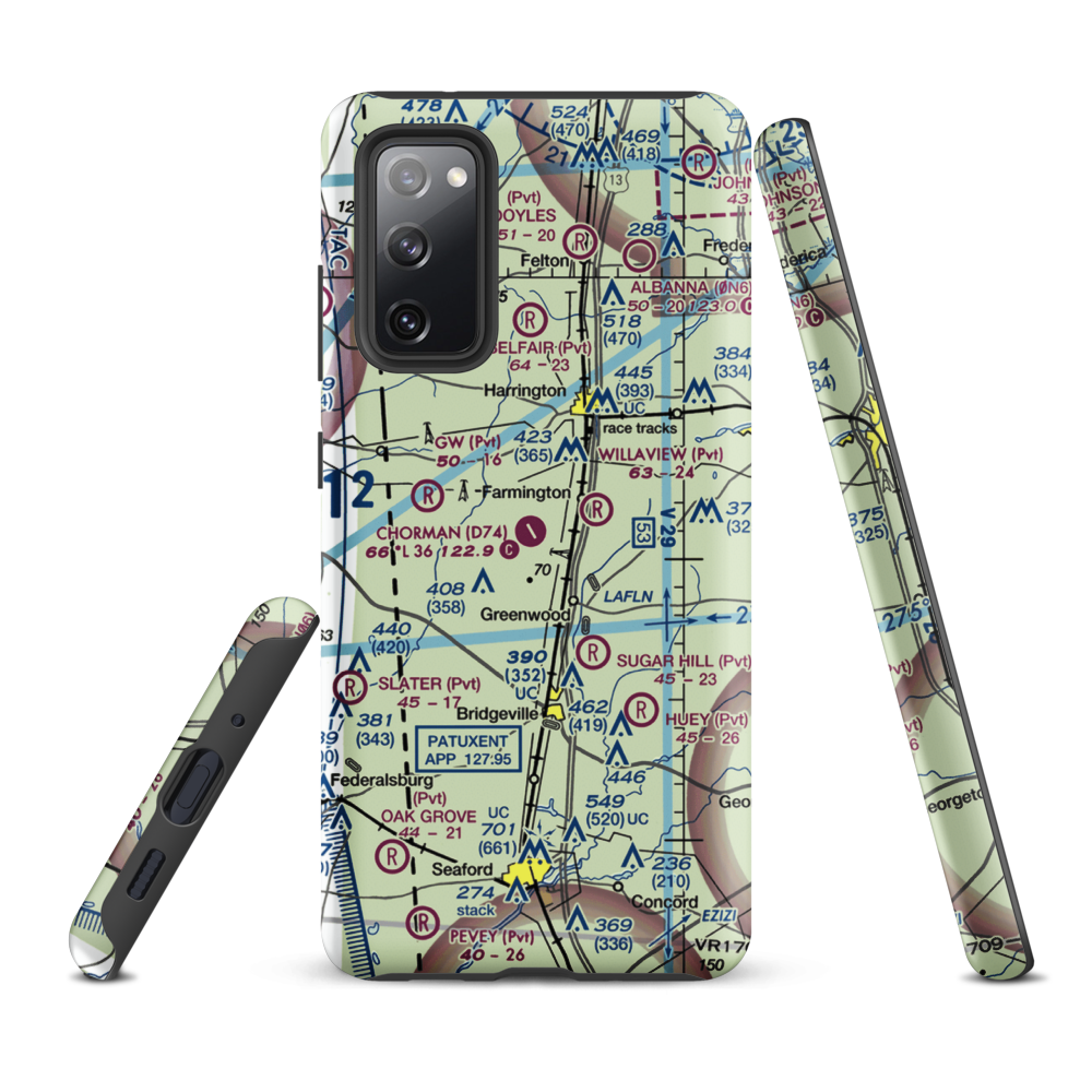 Chorman Airport (D74) VFR Sectional Samsung Phone Case Samsung Galaxy S20 FE model shown