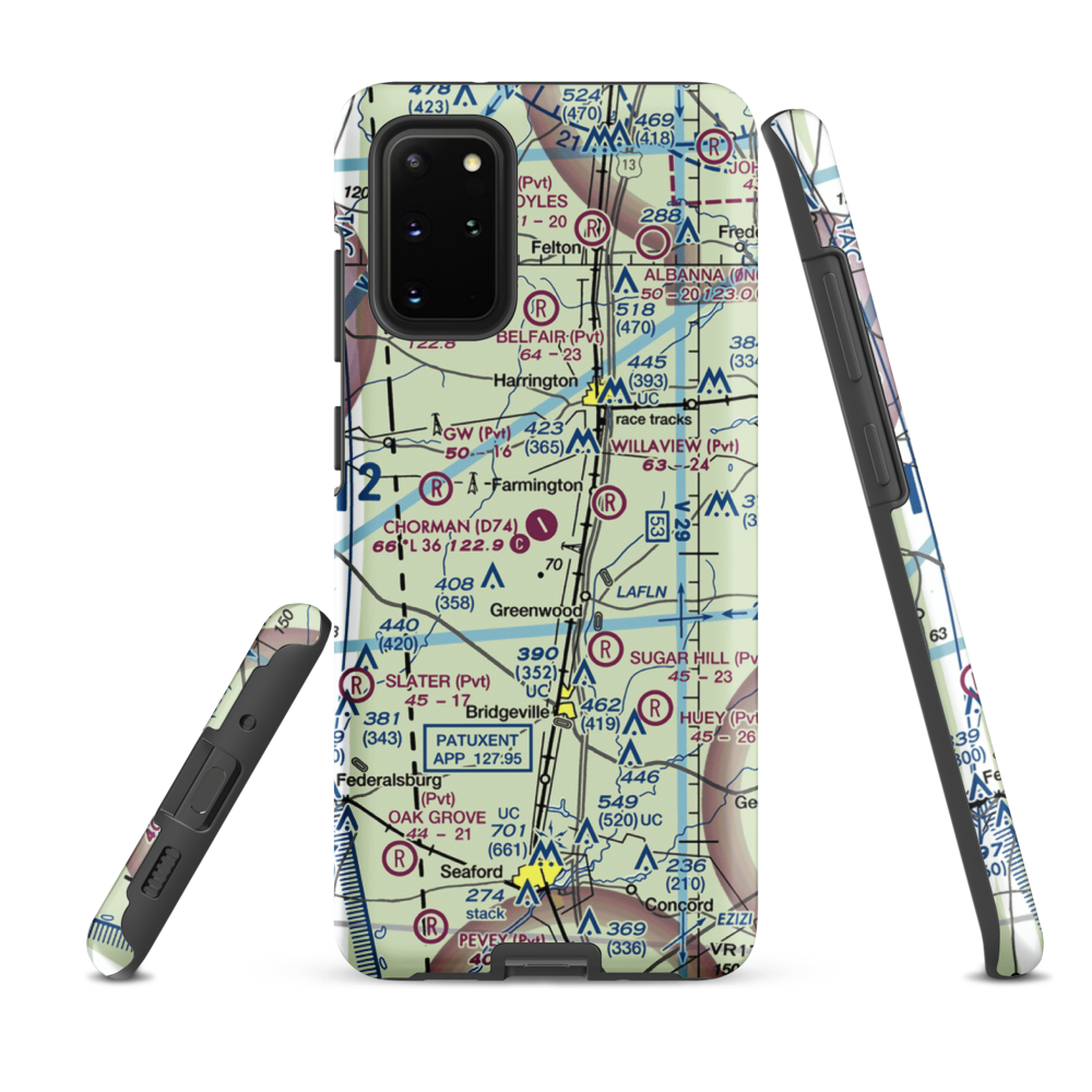 Chorman Airport (D74) VFR Sectional Samsung Phone Case Samsung Galaxy S20 Plus model shown