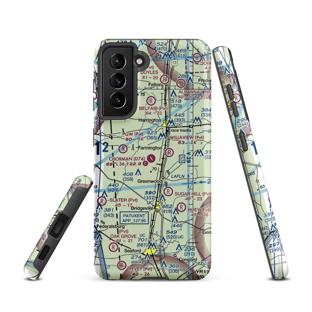 Chorman Airport (D74) VFR Sectional Samsung Phone Case Samsung Galaxy S21 model shown