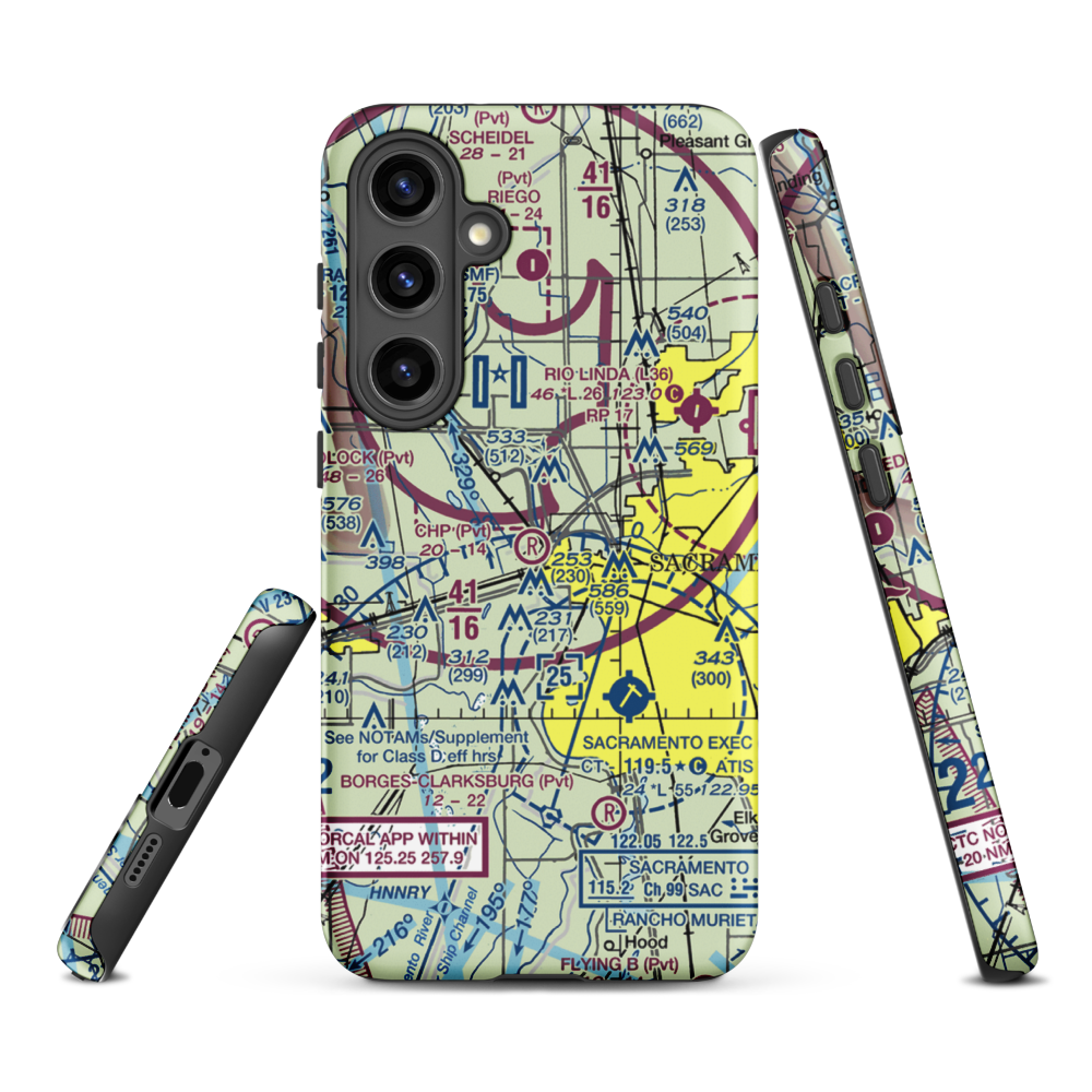 CHP Academy Airport (60CL) VFR Sectional Samsung Phone Case Samsung Galaxy S24 Plus model shown