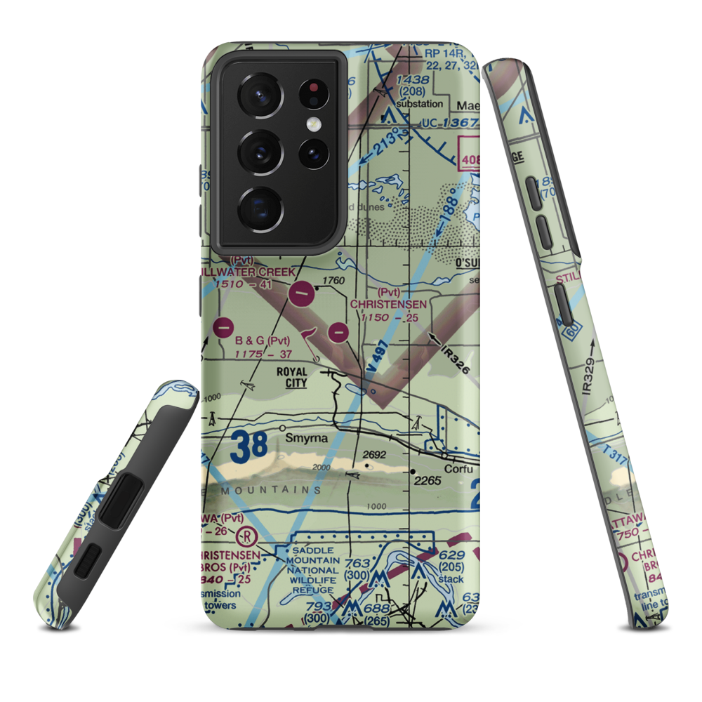 Christensen Field (8WA6) VFR Sectional Samsung Phone Case Samsung Galaxy S21 Plus model shown