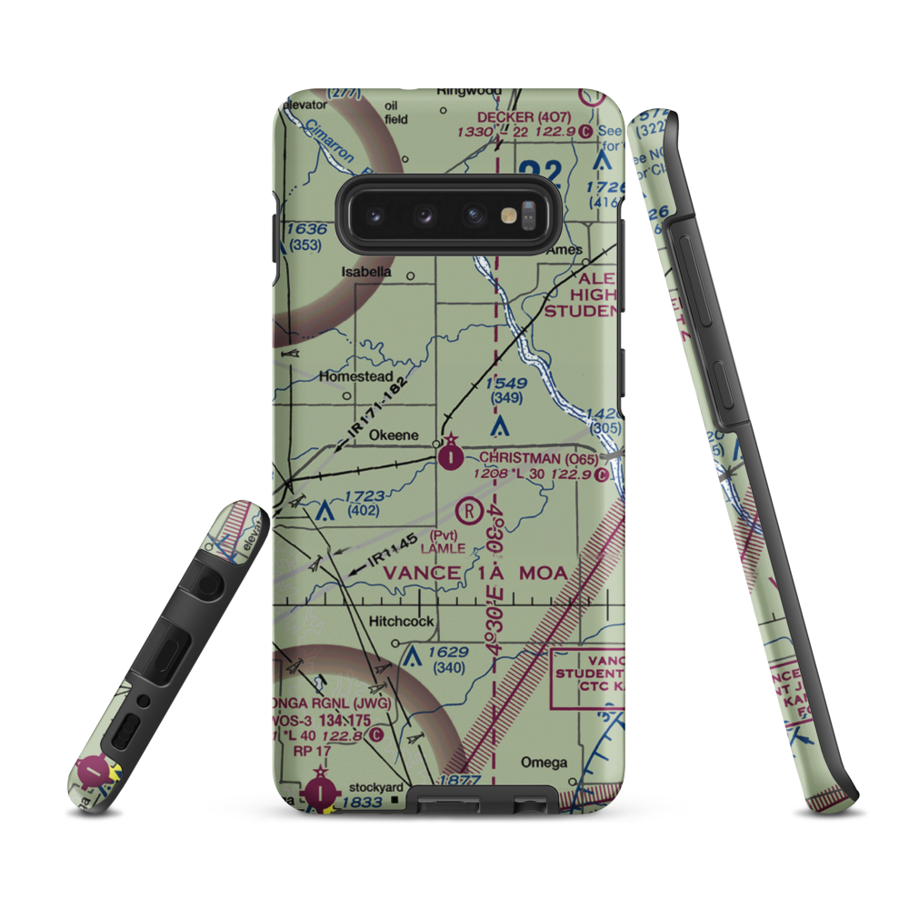 Christman Airfield (O65) VFR Sectional Samsung Phone Case Samsung Galaxy S10 Plus model shown