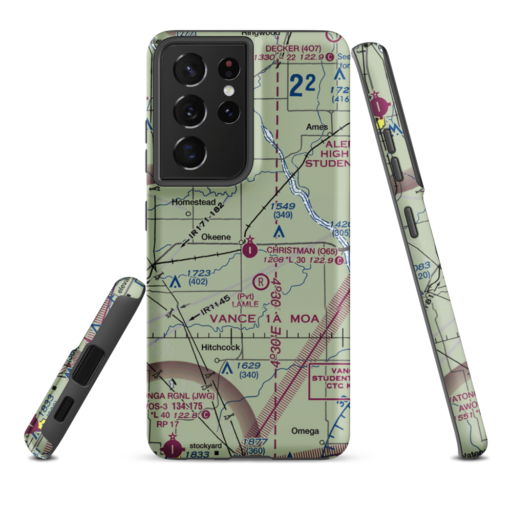 Christman Airfield (O65) VFR Sectional Samsung Phone Case Samsung Galaxy S21 Ultra model shown
