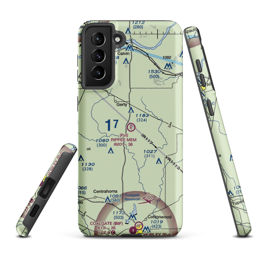 Christopher M. Rippee Memorial Airport (5OK2) VFR Sectional Samsung Phone Case Samsung Galaxy S21 Plus model shown