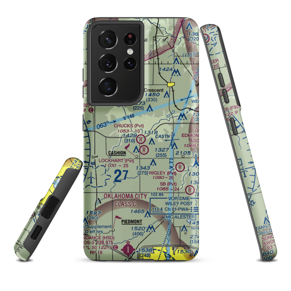 Chuck's Private Airstrip (4OK6) VFR Sectional Samsung Phone Case Samsung Galaxy S21 Plus model shown