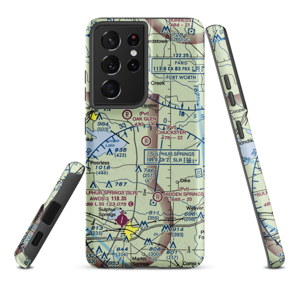 Chuckster Airport (XA17) VFR Sectional Samsung Phone Case Samsung Galaxy S21 Plus model shown