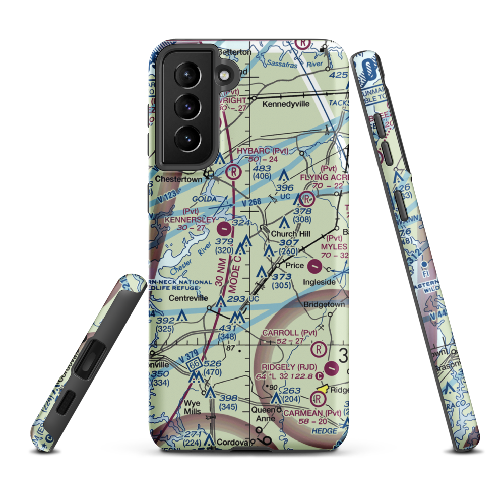 Church Hill Airport (MD62) VFR Sectional Samsung Phone Case Samsung Galaxy S21 FE model shown