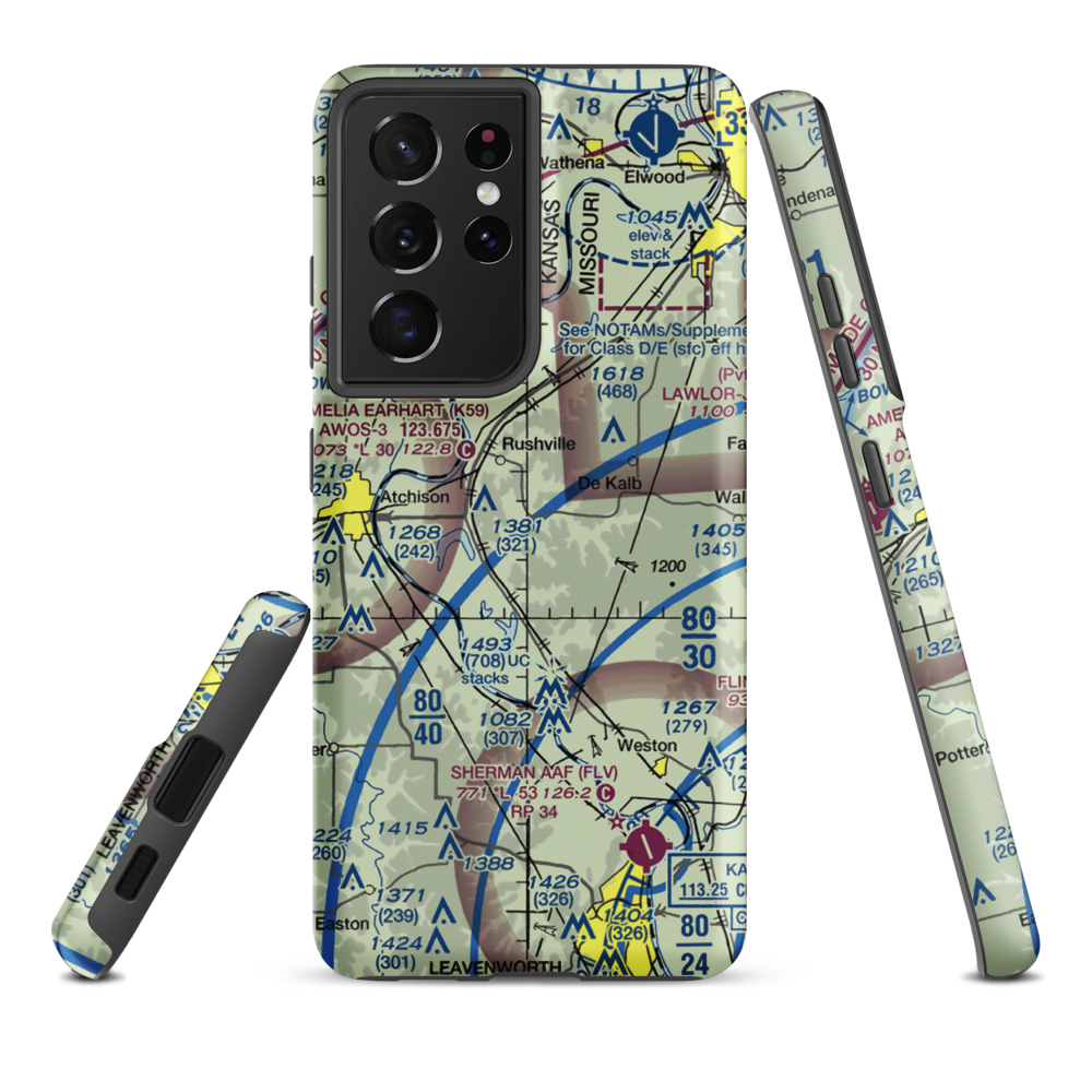 Church's Landing Airport (1MU8) VFR Sectional Samsung Phone Case Samsung Galaxy S21 Plus model shown