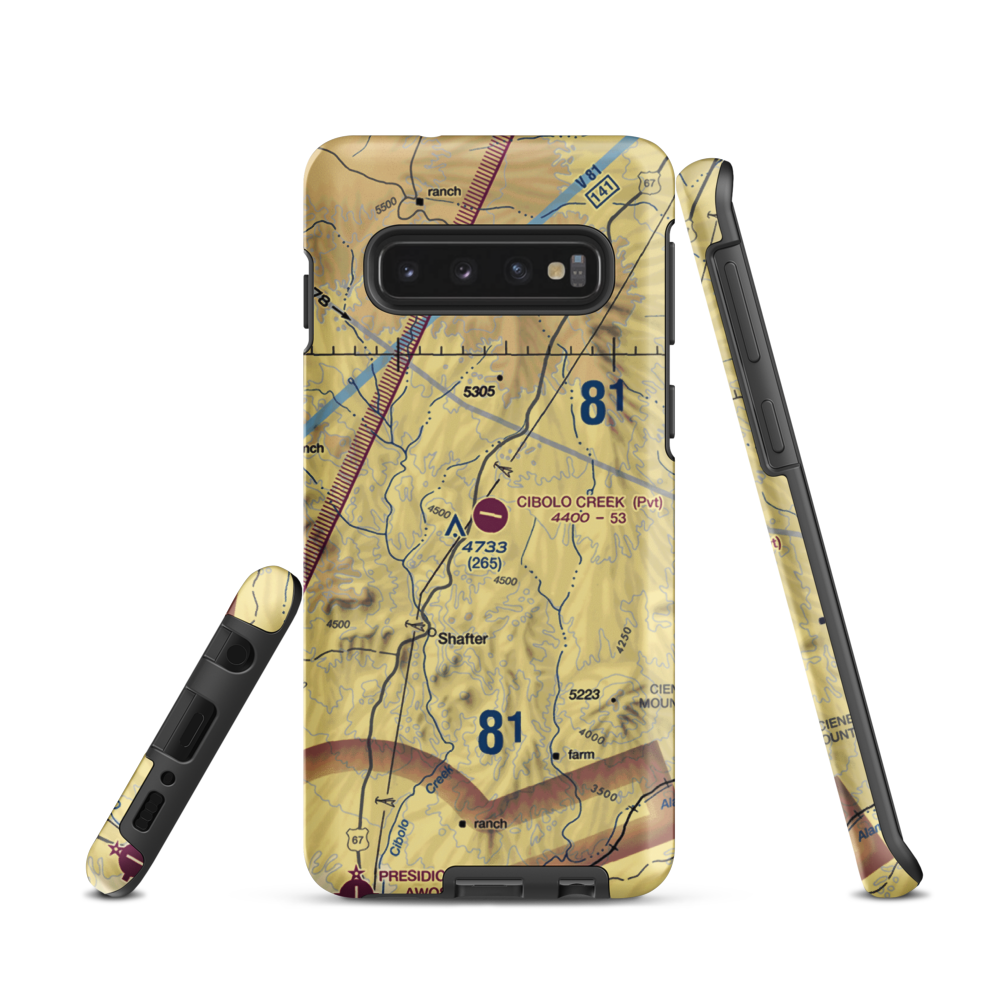 Cibolo Creek Ranch Airport (TS15) VFR Sectional Samsung Phone Case Samsung Galaxy S10 model shown