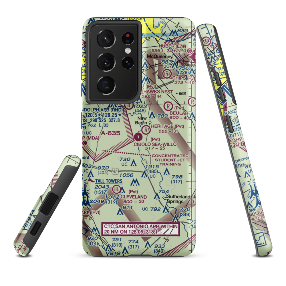 Cibolo Sea-Willo Airpark (TE67) VFR Sectional Samsung Phone Case Samsung Galaxy S21 Ultra model shown