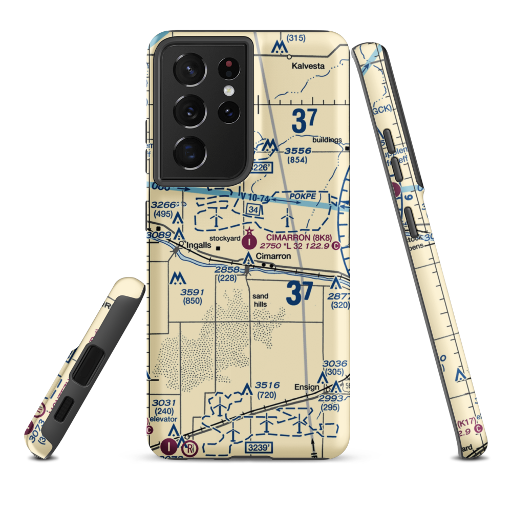 Cimarron Municipal Airport (8K8) VFR Sectional Samsung Phone Case Samsung Galaxy S21 Ultra model shown