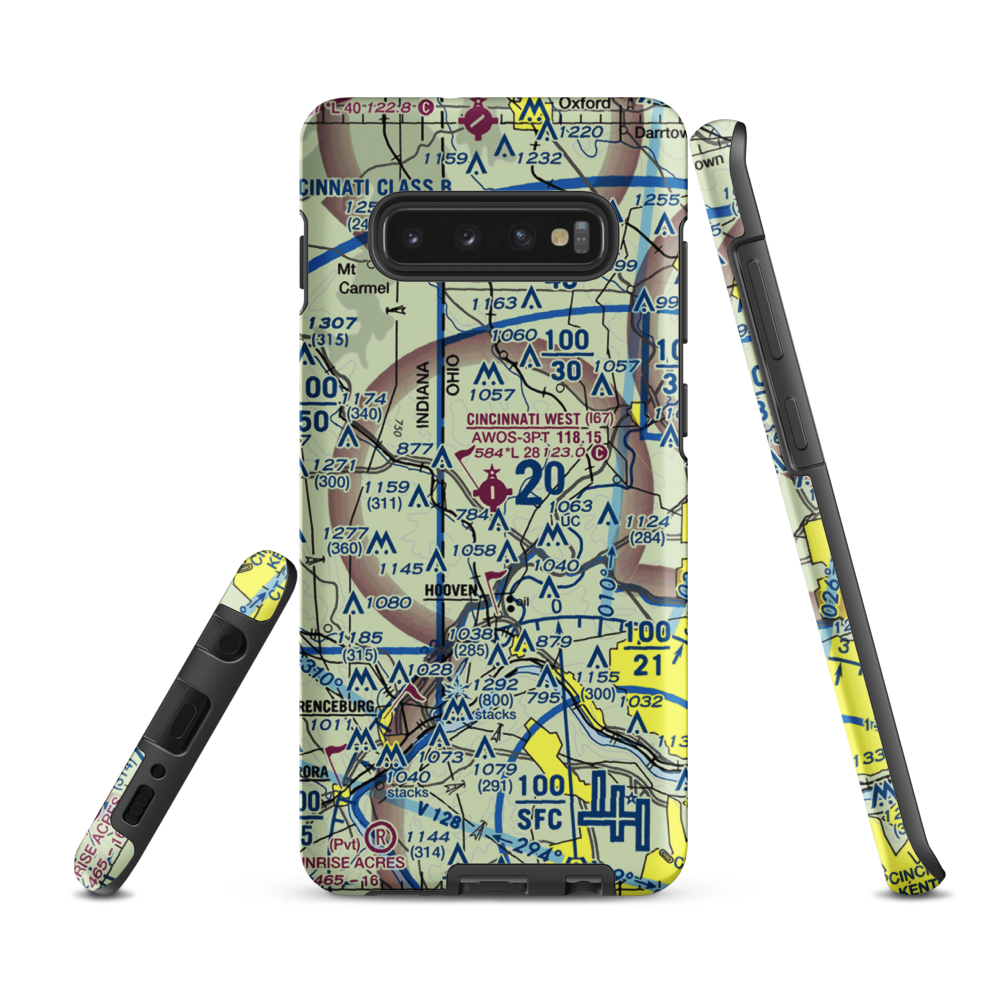 Cincinnati West Airport (I67) VFR Sectional Samsung Phone Case Samsung Galaxy S10 Plus model shown