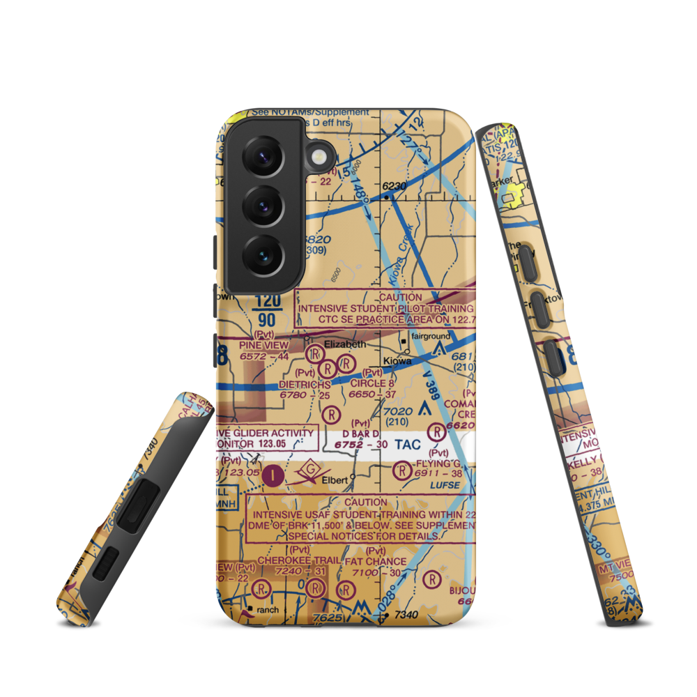 Circle 8 Ranch Airport (CO42) VFR Sectional Samsung Phone Case Samsung Galaxy S22 model shown