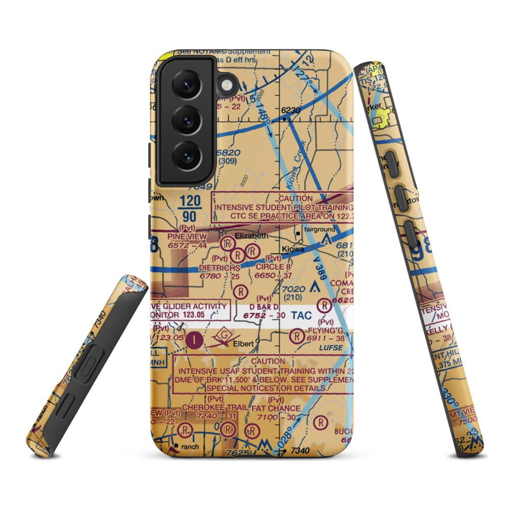 Circle 8 Ranch Airport (CO42) VFR Sectional Samsung Phone Case Samsung Galaxy S22 Plus model shown