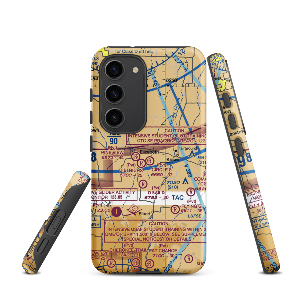 Circle 8 Ranch Airport (CO42) VFR Sectional Samsung Phone Case Samsung Galaxy S23 model shown