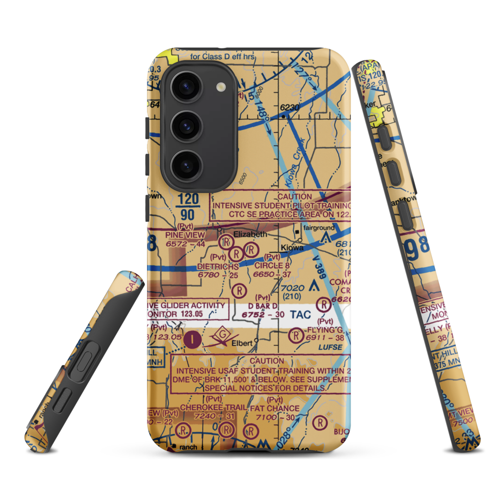 Circle 8 Ranch Airport (CO42) VFR Sectional Samsung Phone Case Samsung Galaxy S23 Plus model shown