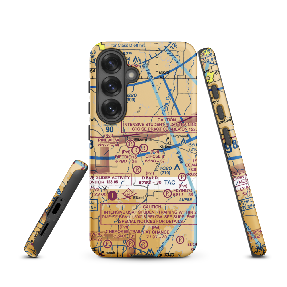 Circle 8 Ranch Airport (CO42) VFR Sectional Samsung Phone Case Samsung Galaxy S25 model shown