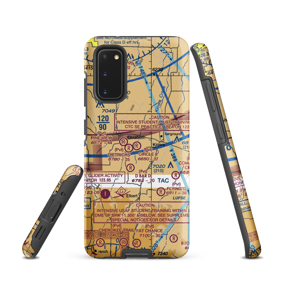 Circle 8 Ranch Airport (CO42) VFR Sectional Samsung Phone Case Samsung Galaxy S20 model shown