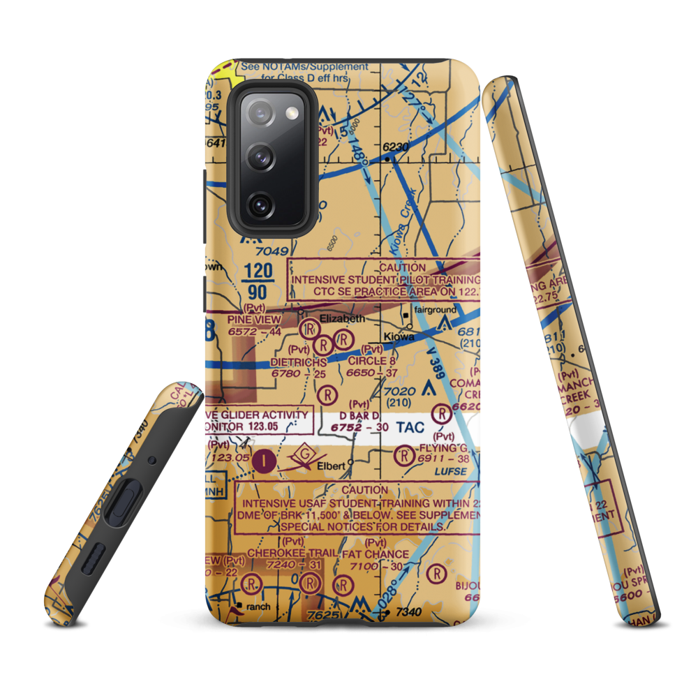 Circle 8 Ranch Airport (CO42) VFR Sectional Samsung Phone Case Samsung Galaxy S20 FE model shown