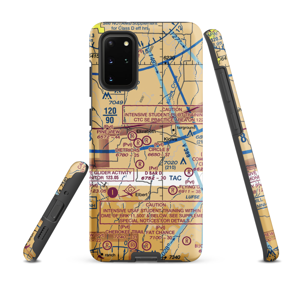 Circle 8 Ranch Airport (CO42) VFR Sectional Samsung Phone Case Samsung Galaxy S20 Plus model shown