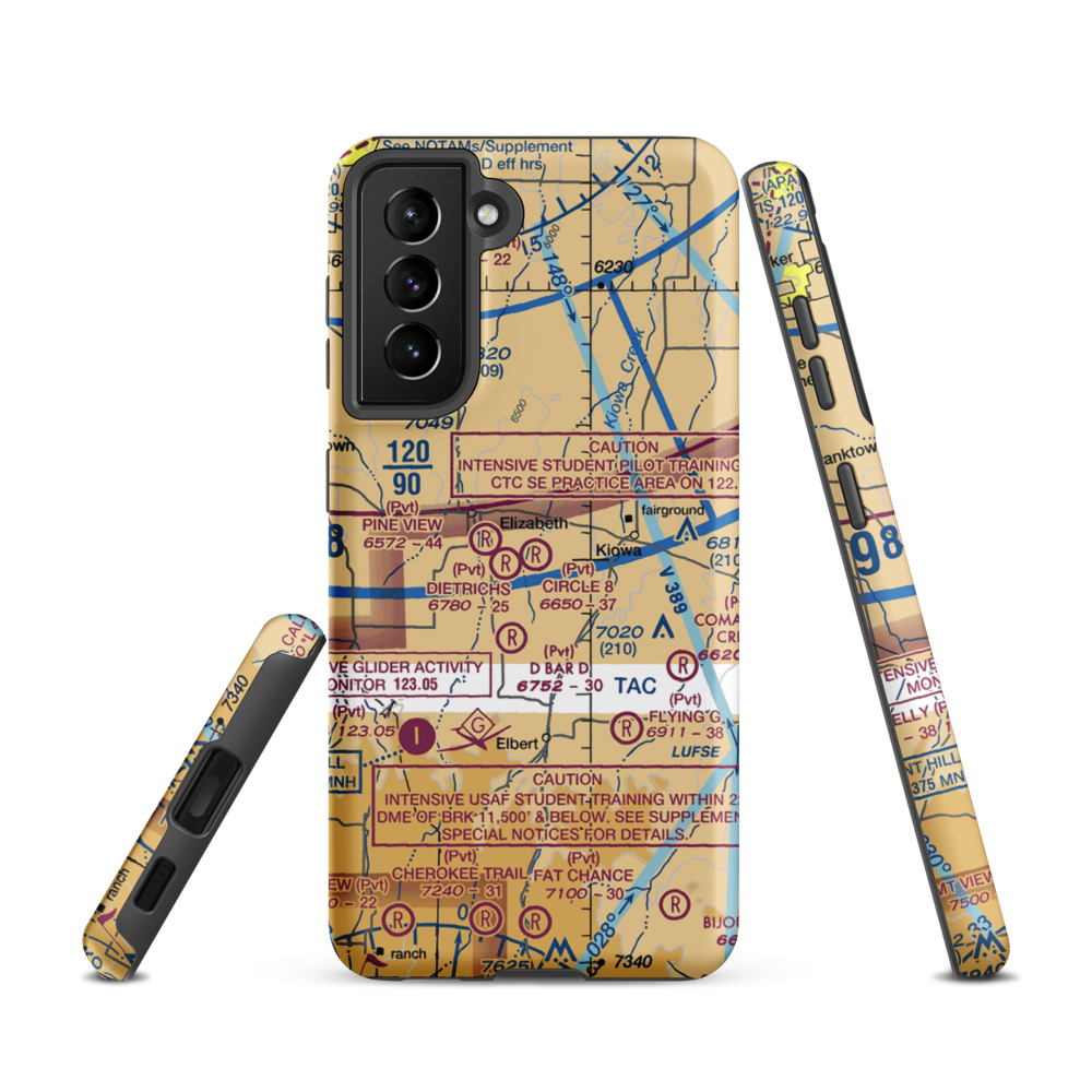 Circle 8 Ranch Airport (CO42) VFR Sectional Samsung Phone Case Samsung Galaxy S21 model shown