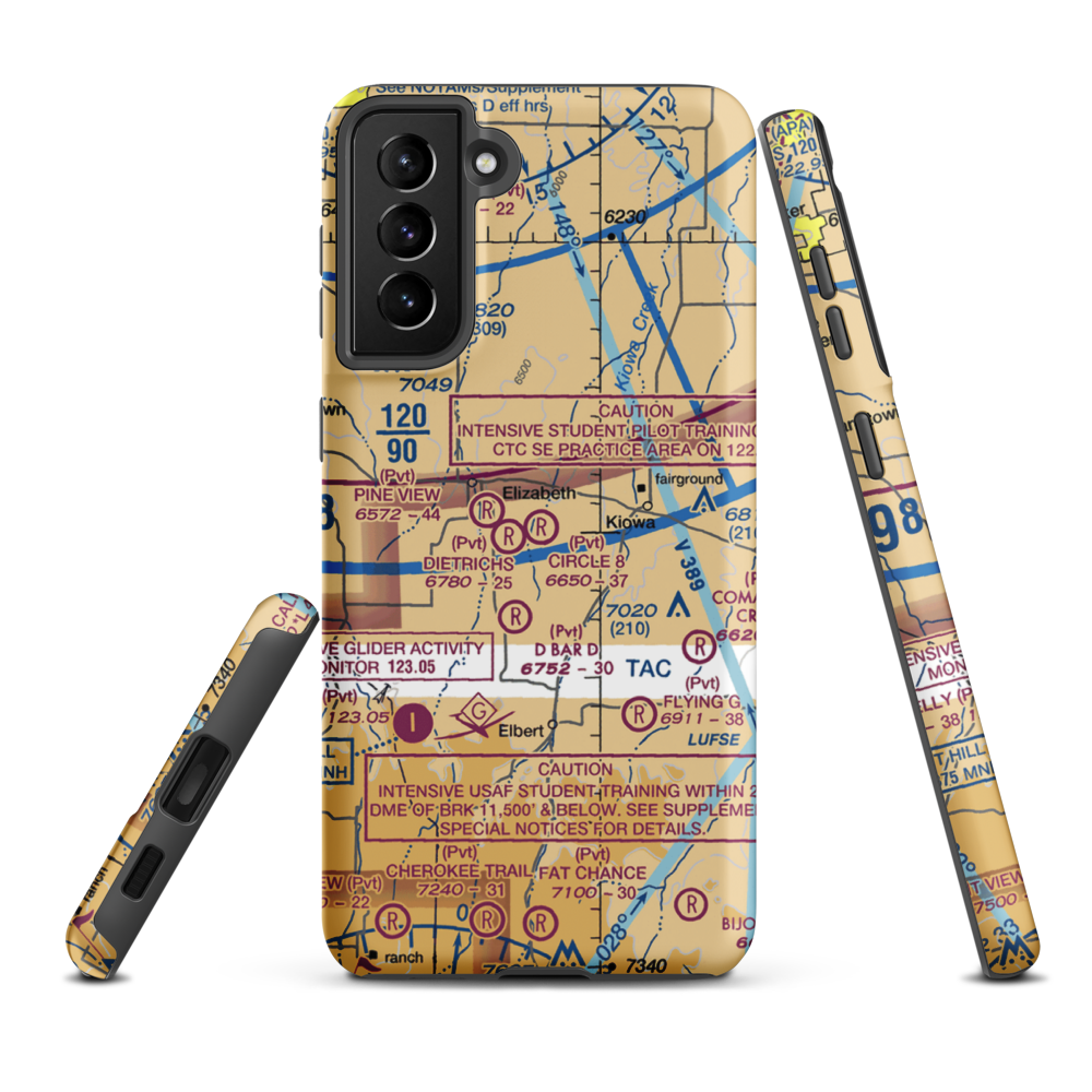 Circle 8 Ranch Airport (CO42) VFR Sectional Samsung Phone Case Samsung Galaxy S21 Plus model shown