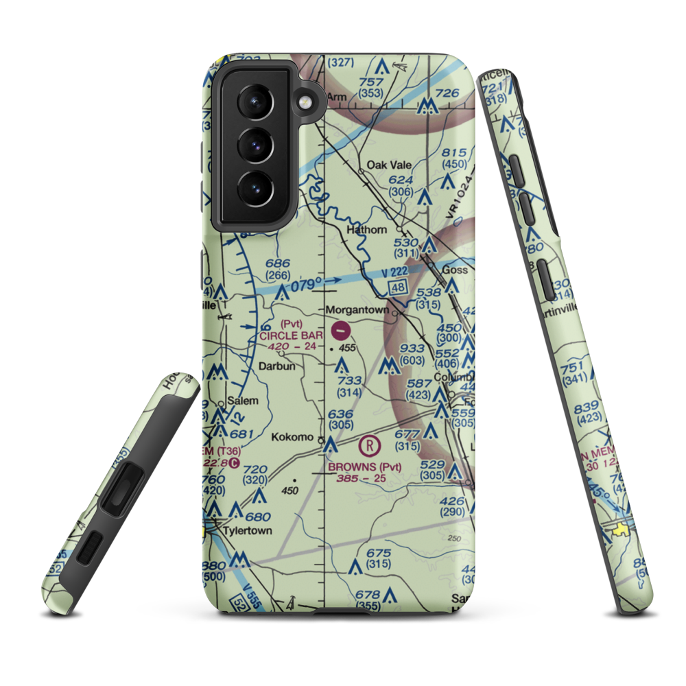 Circle Bar Ranch Airport (46MS) VFR Sectional Samsung Phone Case Samsung Galaxy S21 Plus model shown