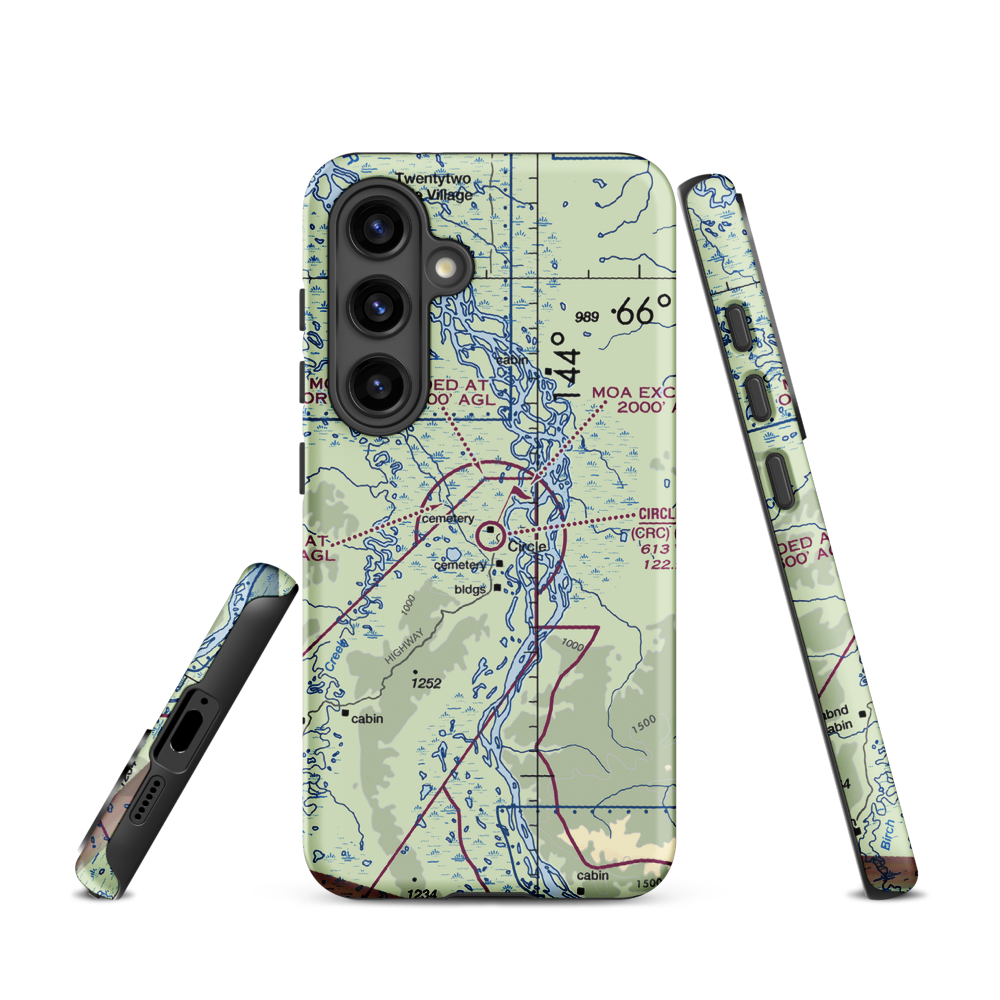 Circle City /New/ Airport (CRC) VFR Sectional Samsung Phone Case Samsung Galaxy S24 model shown