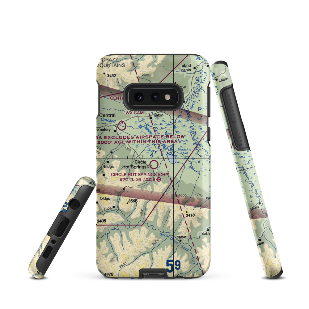 Circle Hot Springs Airport (CHP) VFR Sectional Samsung Phone Case Samsung Galaxy S10e model shown