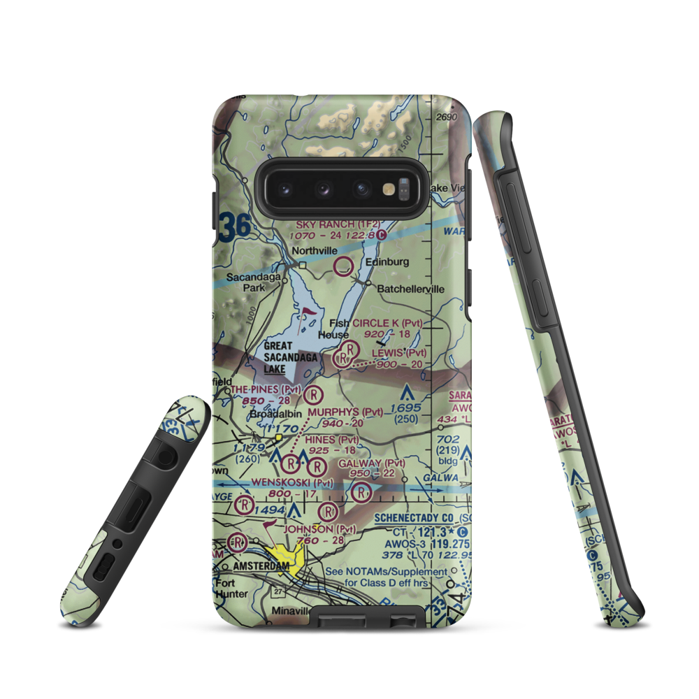 Circle K Ranch Airport (NY65) VFR Sectional Samsung Phone Case Samsung Galaxy S10 model shown