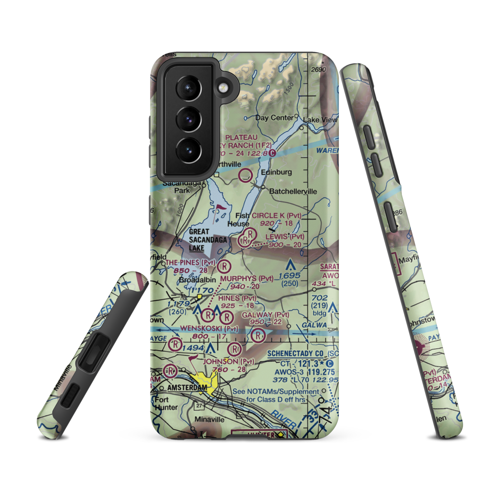 Circle K Ranch Airport (NY65) VFR Sectional Samsung Phone Case Samsung Galaxy S21 FE model shown