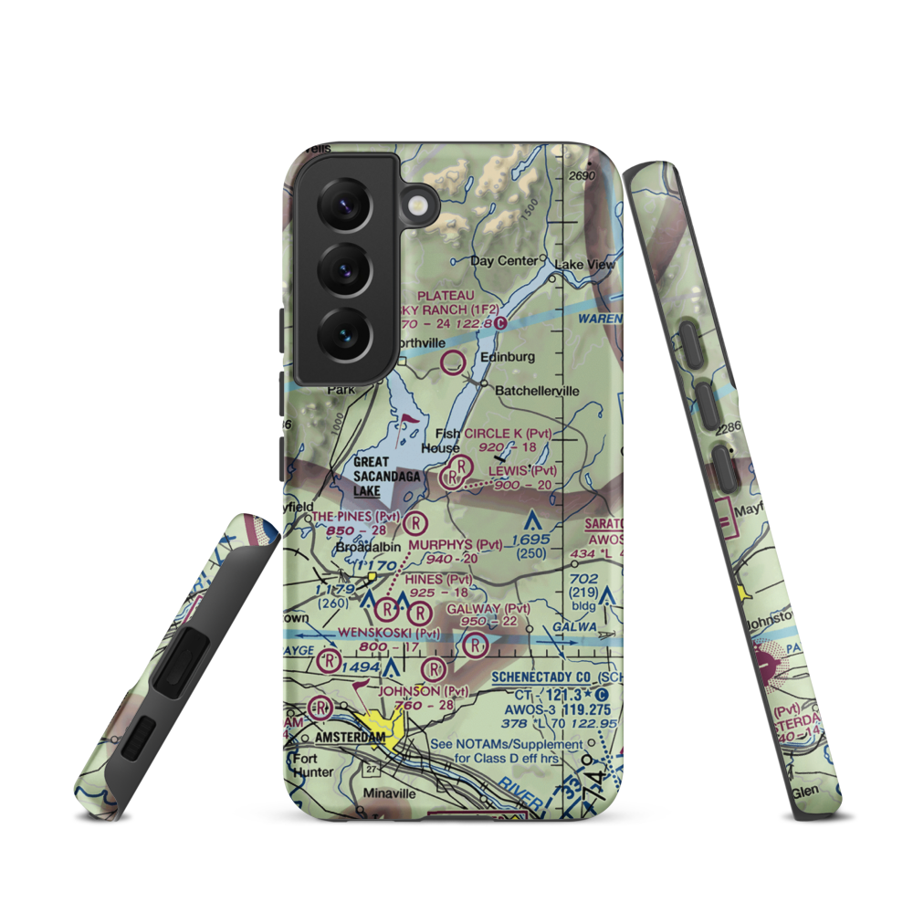 Circle K Ranch Airport (NY65) VFR Sectional Samsung Phone Case Samsung Galaxy S22 model shown