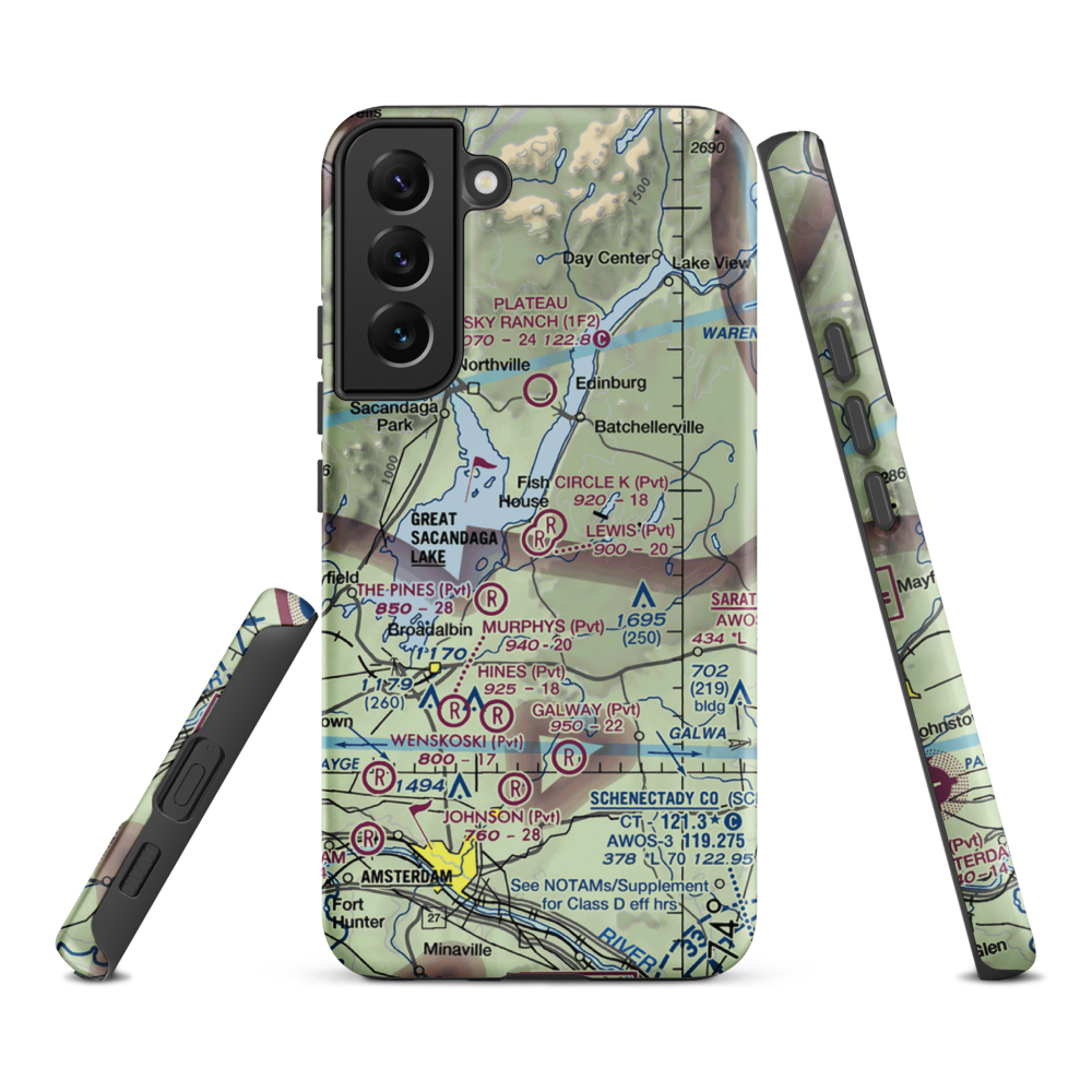 Circle K Ranch Airport (NY65) VFR Sectional Samsung Phone Case Samsung Galaxy S22 Plus model shown