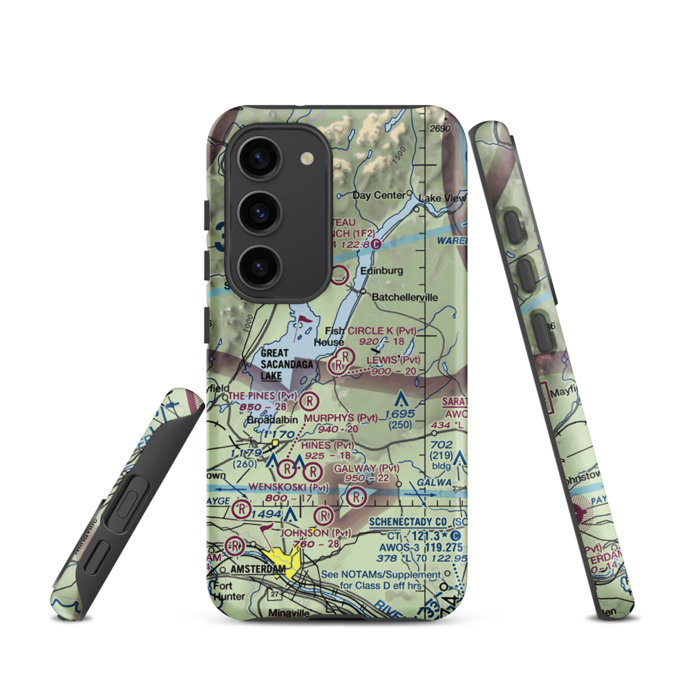 Circle K Ranch Airport (NY65) VFR Sectional Samsung Phone Case Samsung Galaxy S23 model shown