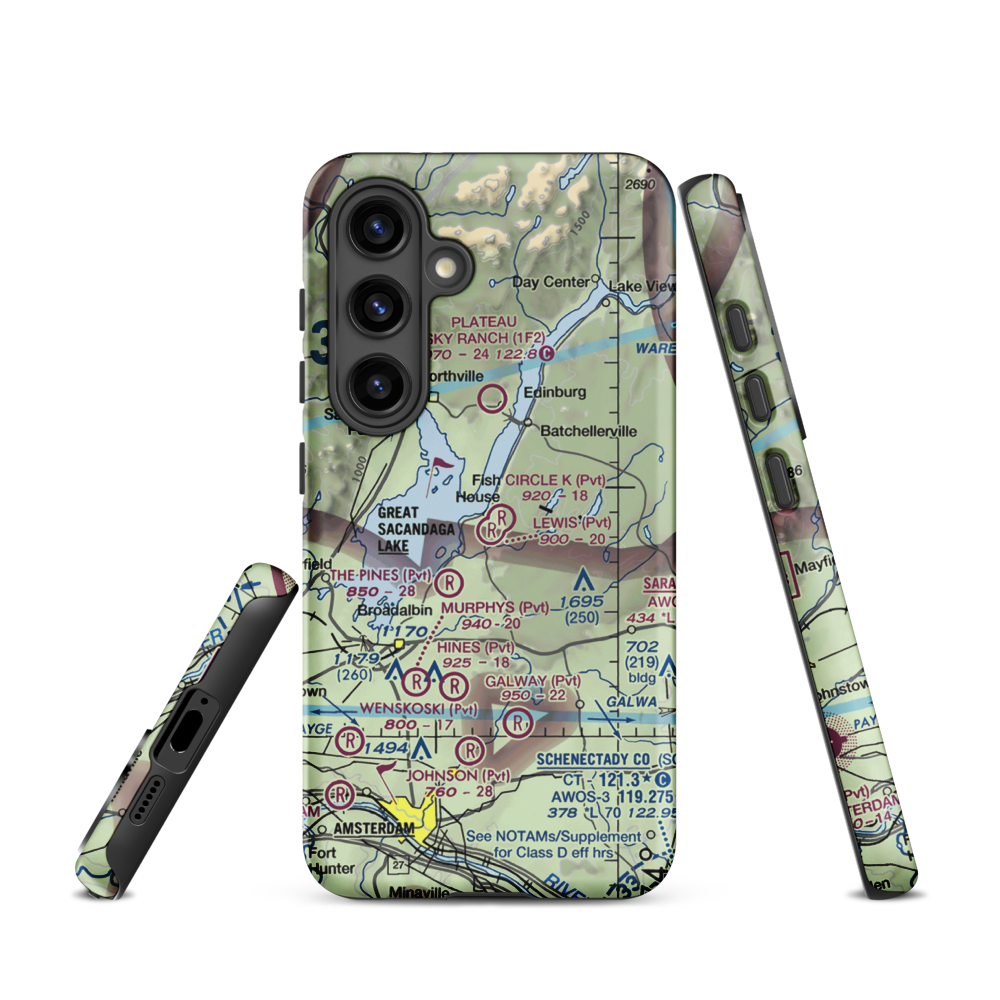 Circle K Ranch Airport (NY65) VFR Sectional Samsung Phone Case Samsung Galaxy S24 model shown