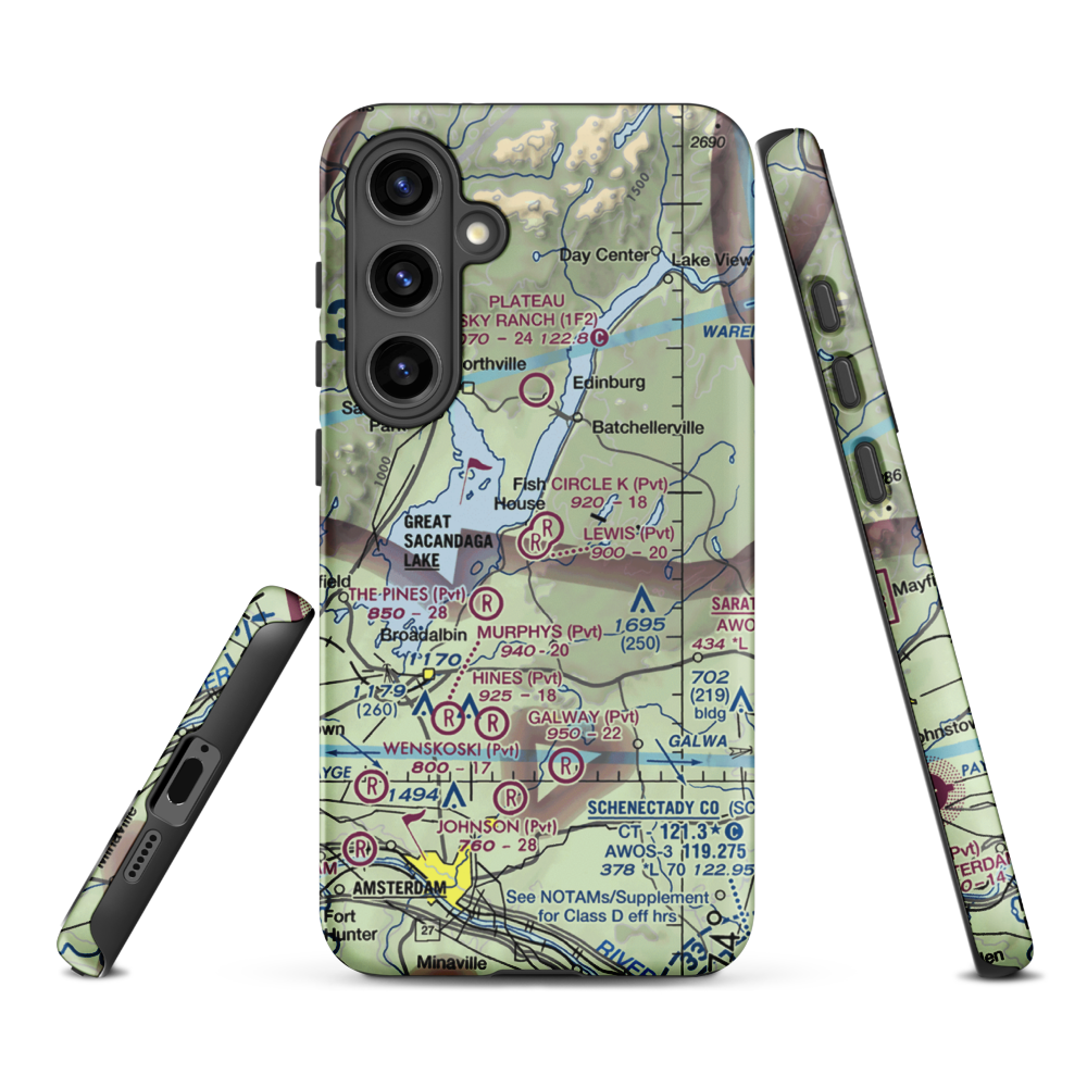 Circle K Ranch Airport (NY65) VFR Sectional Samsung Phone Case Samsung Galaxy S24 Plus model shown