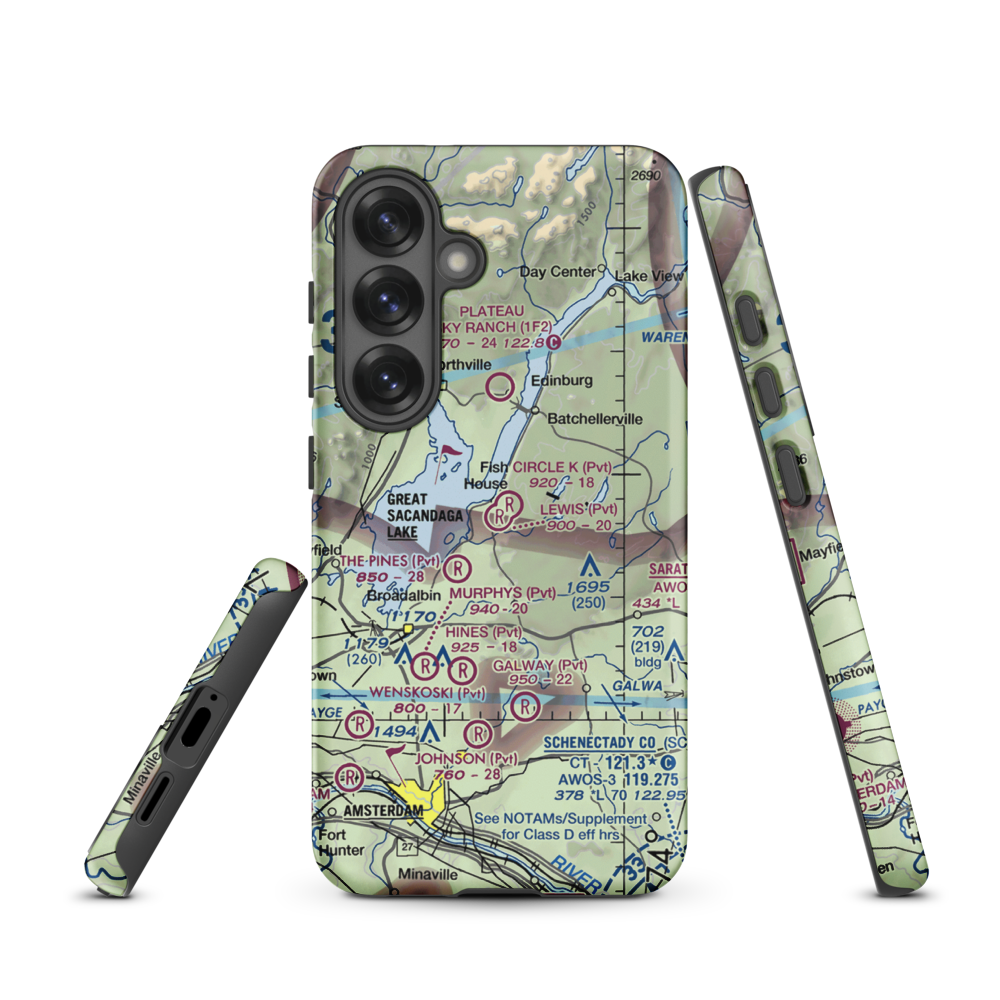 Circle K Ranch Airport (NY65) VFR Sectional Samsung Phone Case Samsung Galaxy S25 model shown