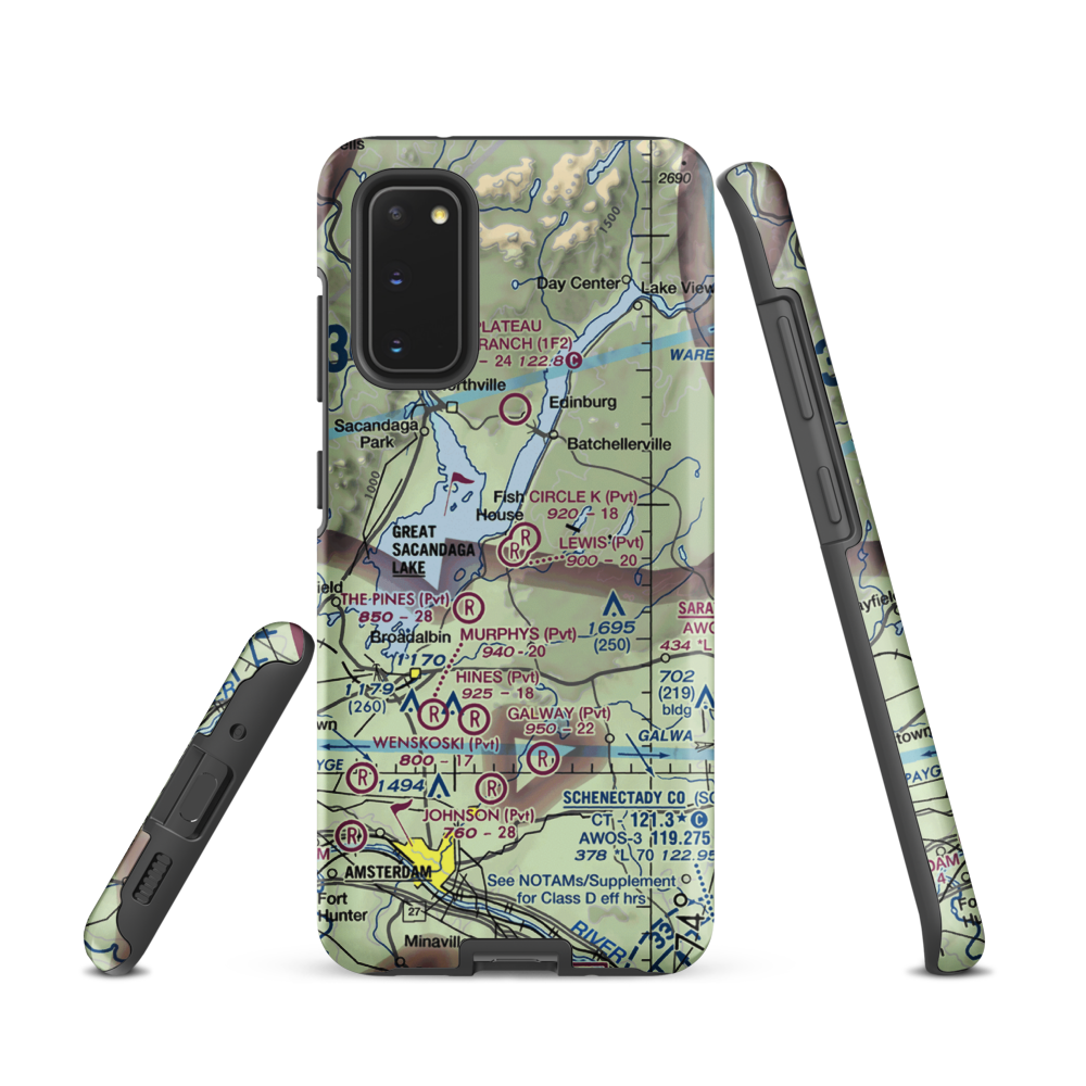 Circle K Ranch Airport (NY65) VFR Sectional Samsung Phone Case Samsung Galaxy S20 model shown