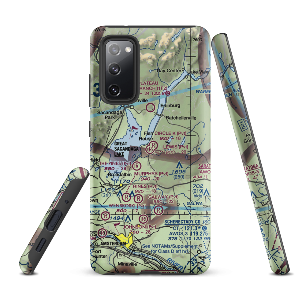 Circle K Ranch Airport (NY65) VFR Sectional Samsung Phone Case Samsung Galaxy S20 FE model shown