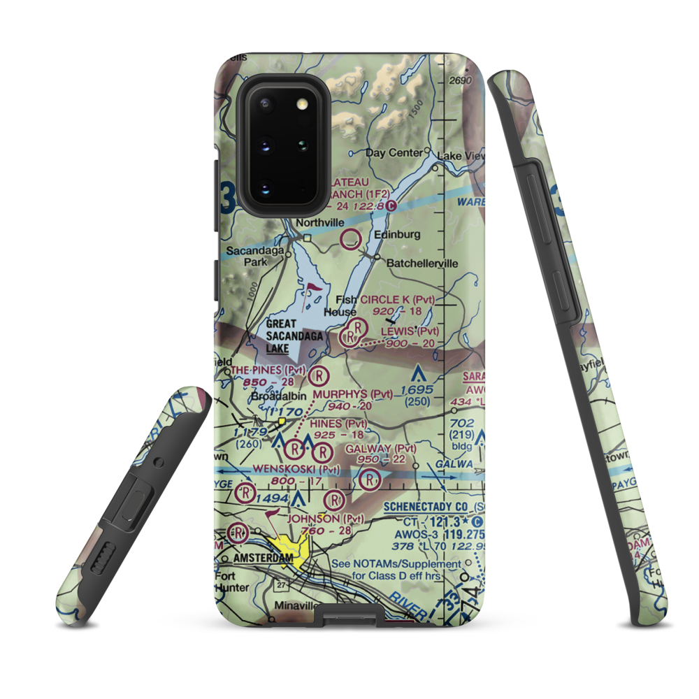 Circle K Ranch Airport (NY65) VFR Sectional Samsung Phone Case Samsung Galaxy S20 Plus model shown