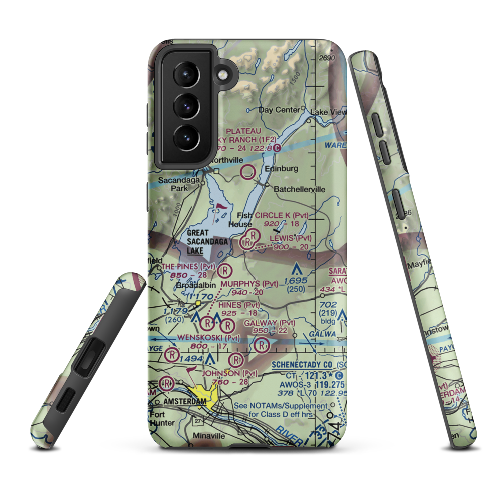 Circle K Ranch Airport (NY65) VFR Sectional Samsung Phone Case Samsung Galaxy S21 Plus model shown